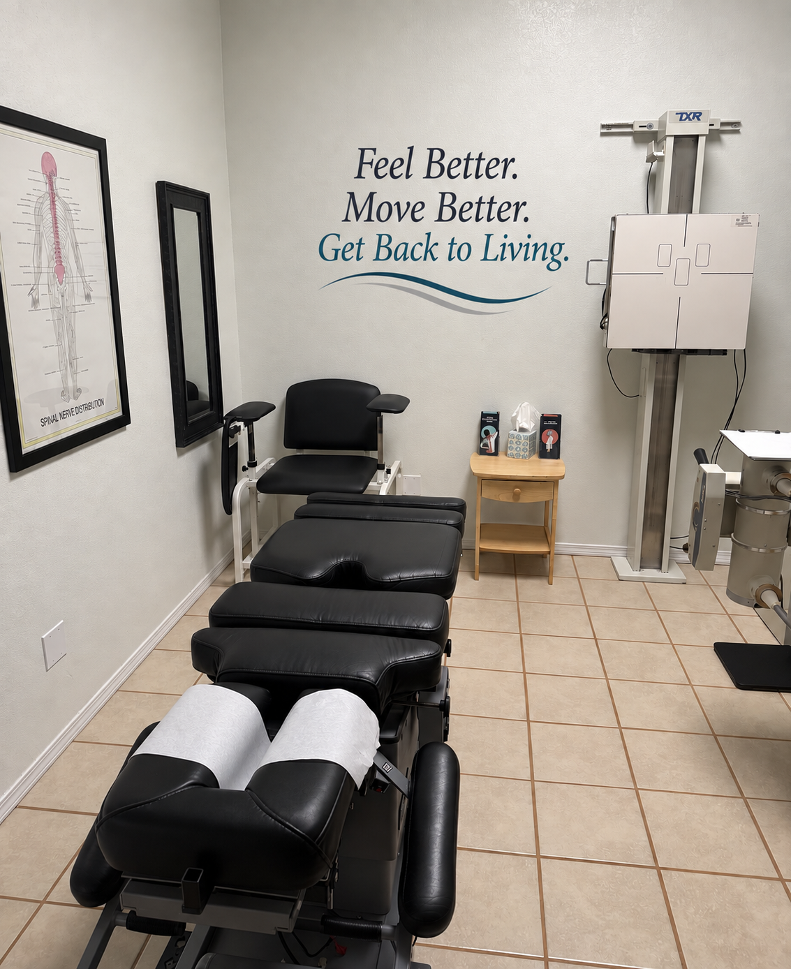 Exam and digital X-ray room at Back Pain Relief Chiropractic in Artesia, New Mexico